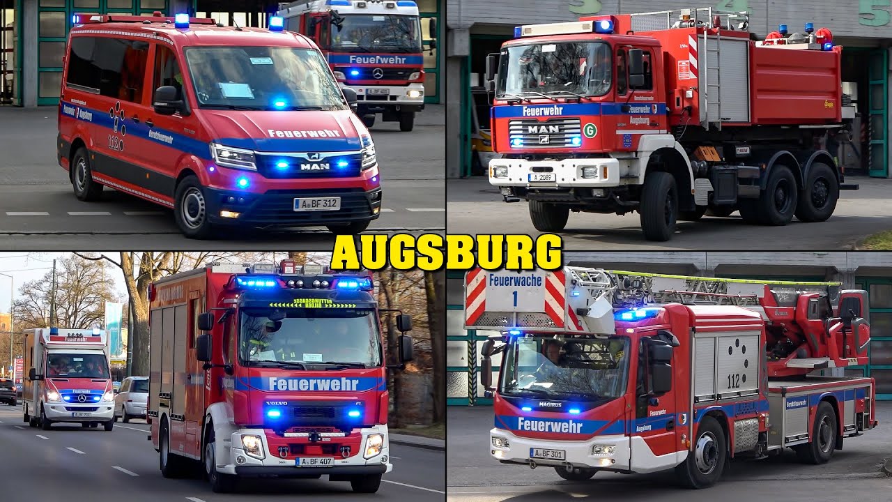 [BESTÄTIGTES FEUER] - Feuerwehr AUGSBURG | Alarmfahrten an einsatzreichem Tag! 7 Alarme | LÖSCHZUG