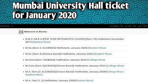 Mumbai University Hall ticket january 2020