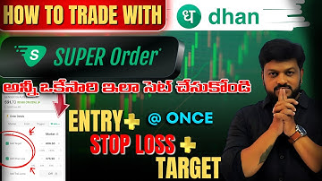 Dhan Tradingview Chart Instant Super  Order Scalping Live Demo | Free Auto Trailing | Telugu