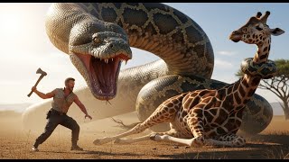 Brave Heroes Save a Towering Giraffe from a Giant Python's Crushing Death Grip