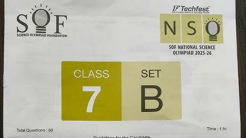 SOF NSO 2025-26 SET B Answer key l SOF Seience Olympiad l #nso2025 #sof #scienceolympiad #answerkey
