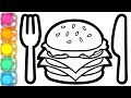 Burger dan Peralatan Makan - Menggambar dan Melukis untuk Anak-anak