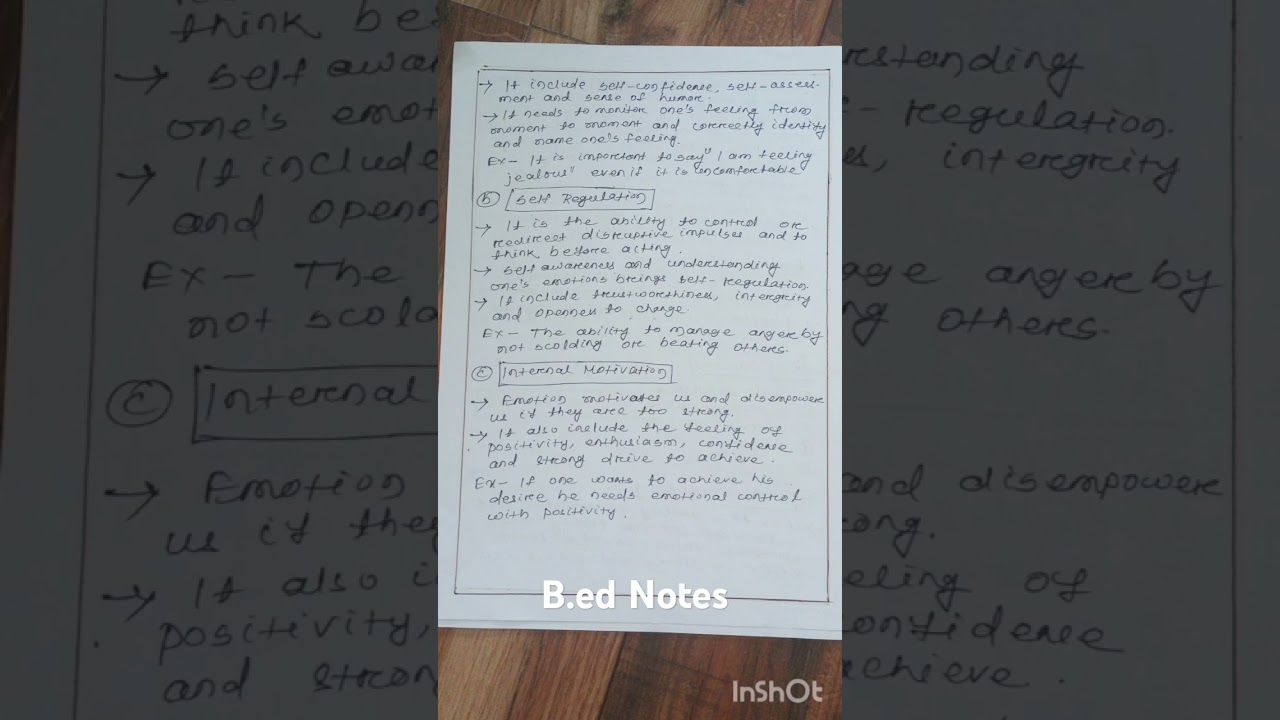 B ed Notes/Goldstein Emotional development theory