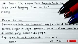 Contoh Surat Lamaran Kerja Guru PAUD | Surat Lamaran Kerja Tulis Tangan yang Bagus & Rapi