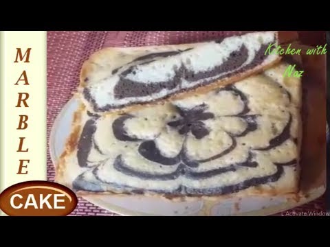 Marble Cake - How To Make Chocolate Vanilla Cake Recipe in Hindi/Urdu - Kitchen With Naz