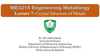 ME3215 L7 Crystal Structure