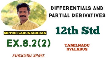 12th Std Maths Ex.8.2(2) Find df for f(x)= x^2+3x and evaluate it for (i) x=2 and dx=0.1; x=3, dx