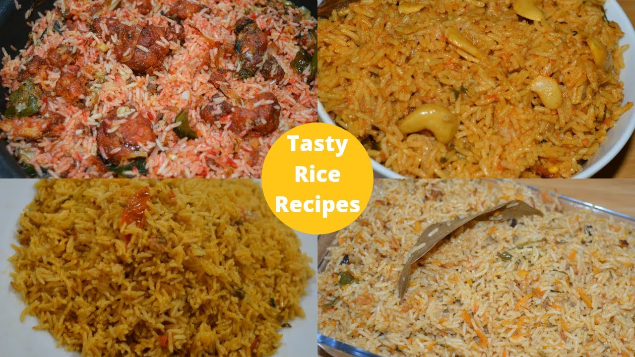 4 Easy Rice Recipes Vegetarian Lunch Box Rice Recipes Indian YouTube