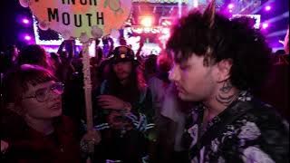 Girl with '$5 spit in your mouth' sign. Spits into guys mouth after paying her