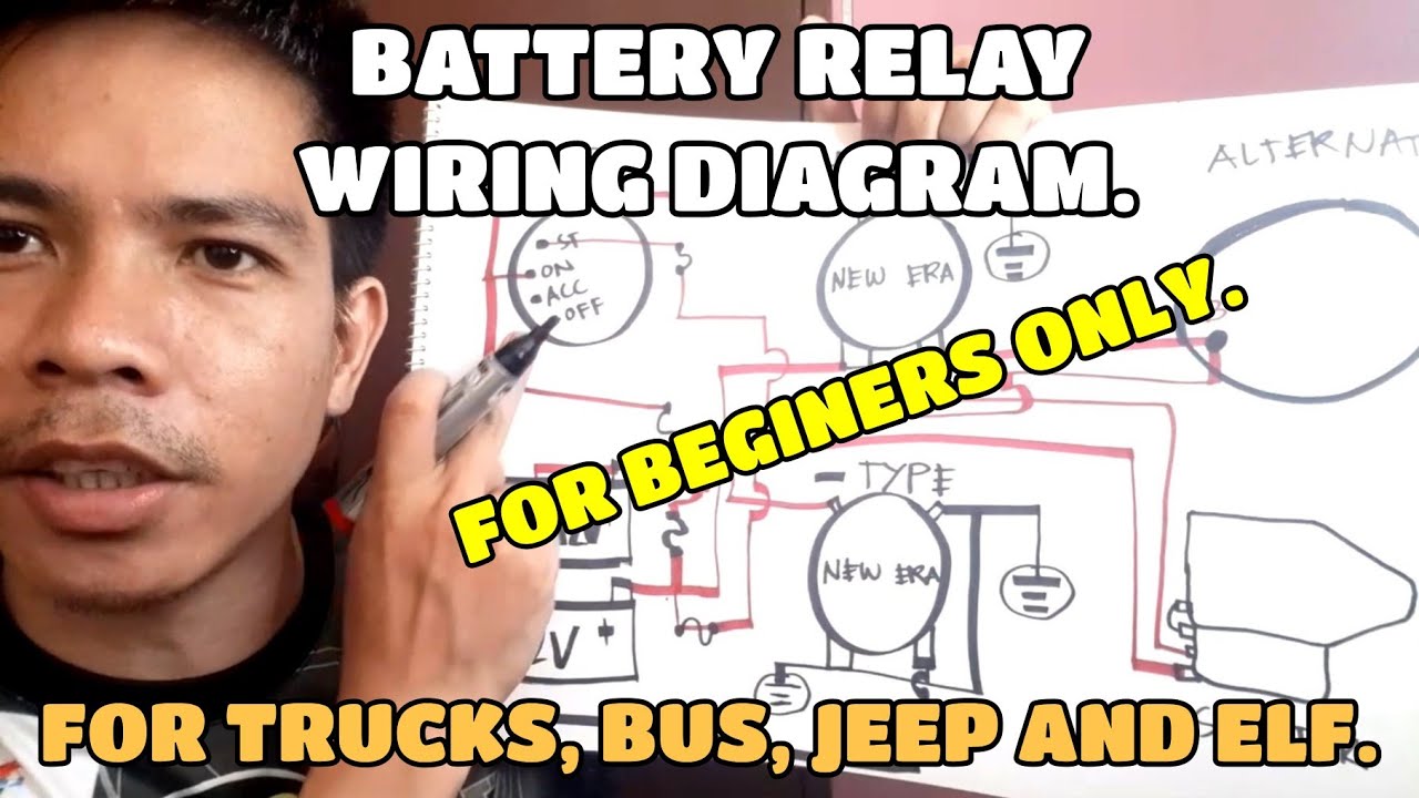 BATTERY RELAY WIRING DIAGRAM (for trucks, jeep and elf) YouTube