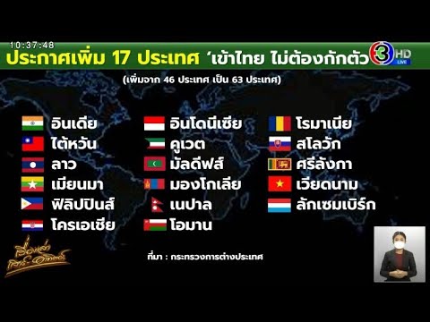 ประกาศเพิ่มเป็น 63 ประเทศ เข้าไทยไม่ต้องกักตัว