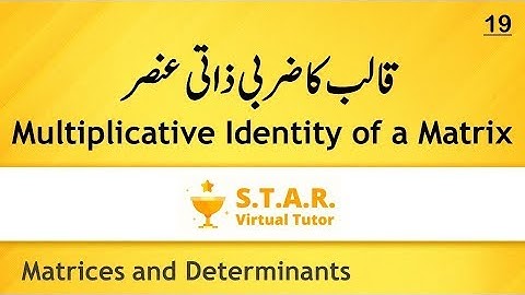 Multiplicative Identity of a Matrix Lec#19 in Urdu By STAR Virtual Tutors