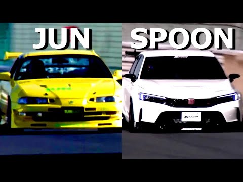 [Tsukuba] JUN Prelude VS SPOON New Civic Type R! Old and new VTEC showdown: Which is faster, a fu...