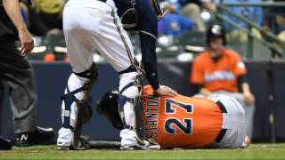 Giancarlo Stanton suffers multiple injuries after hit in face by pitch