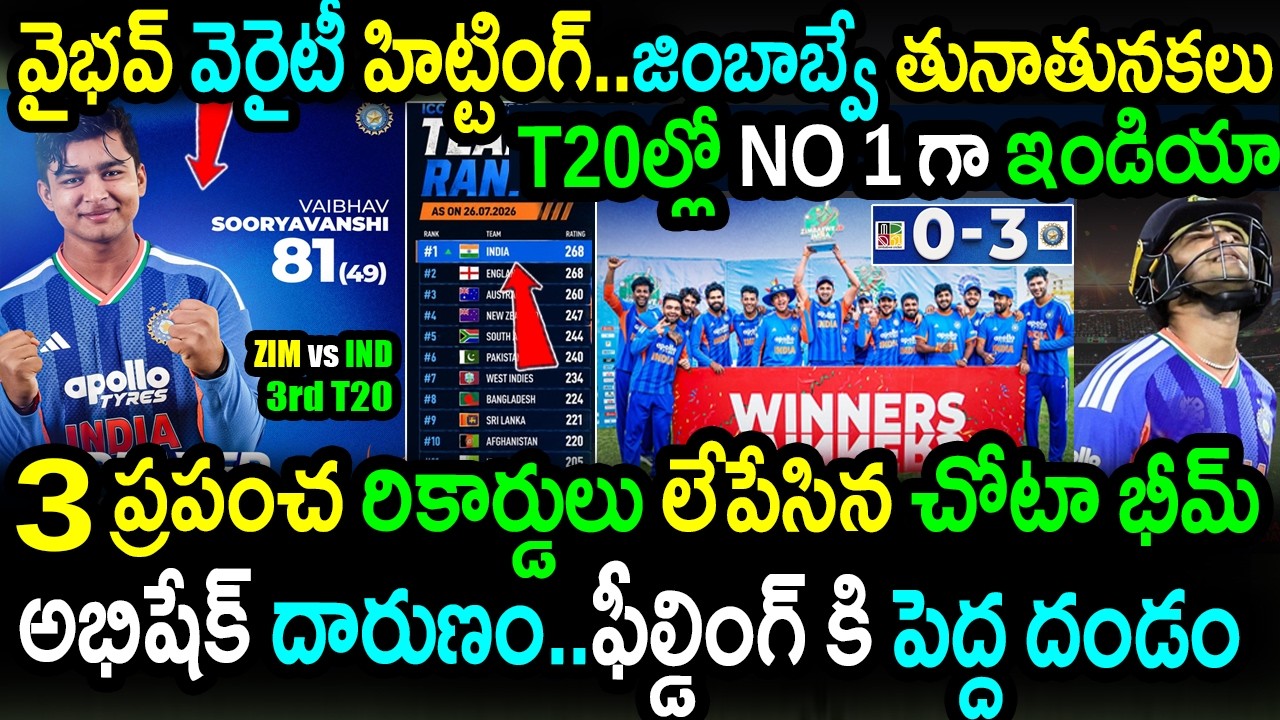 🚨Vaibhav 81 Off 49 Devastates ZIM🔥|India 3-0 Clean Sweep & No.1 Rank|IND vs ZIM 3rd T20 Highlights