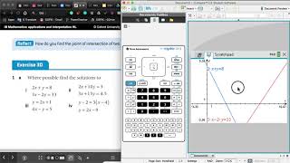How to use TI Nspire CX to find intersection between two lines