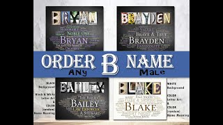Boys Names Beginning with B - Benjamin Name Meaning, Bryson Name Meaning Popular Name Art Gift screenshot 5