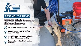 Setup and Demo - VEVOR High Pressure Airless Paint Sprayer with Cart