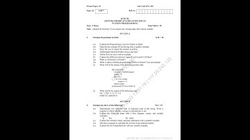 Python 2022-23 question paper BTech 2nd year| Aktu|song|Trending Youtube Shorts|CSE| Japan| 3rd sem|