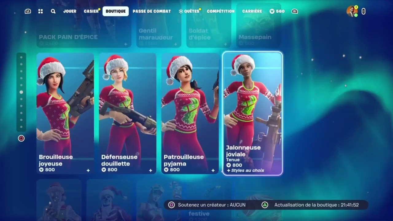 Jalonneuse joviale et Défenseuse douillette Boutique du 24 Décembre 2023 sur fortnite 