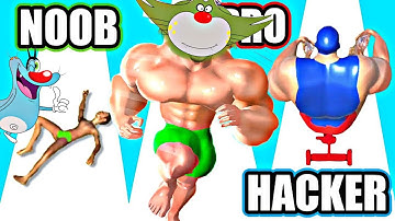 NOOB vs PRO vs HACKER | In MUSCLE RACE 3D | With OGGY And JACK | VICKY INDIAN GAMER