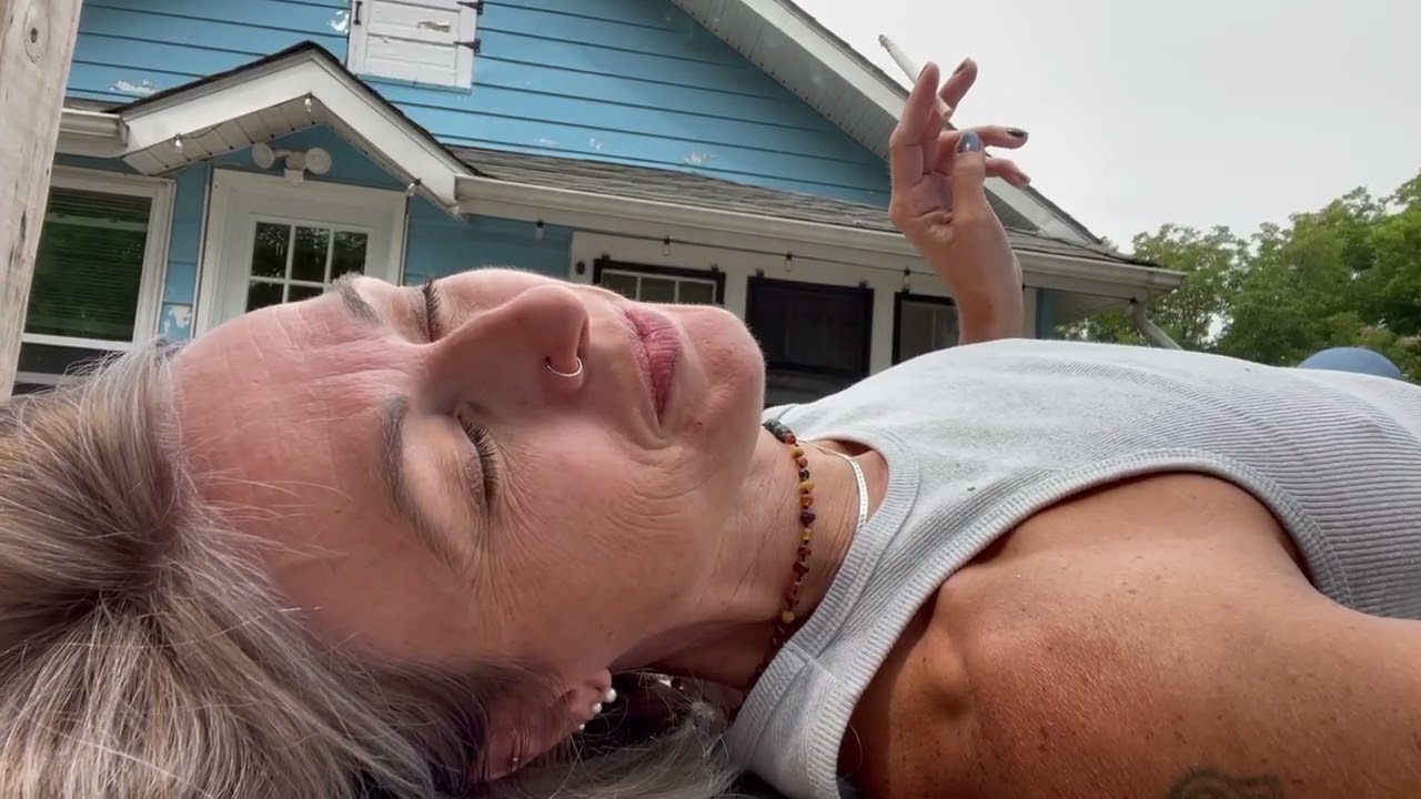 Mommymel77 Lying Down Taking A Break Smoking a Cigarette