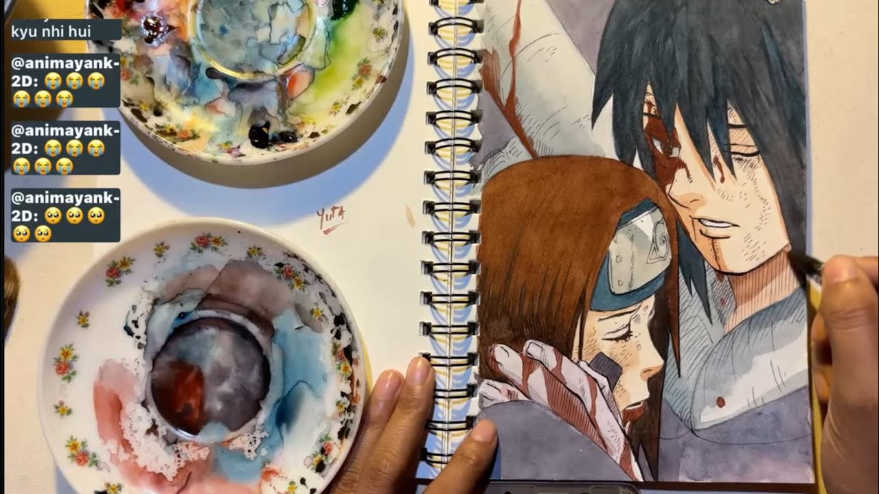 Rinn death scene😭saddest moment drawn with watercolour 