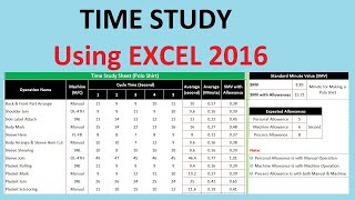 Time Study in Industrial Engineering using Microsoft Excel screenshot 5