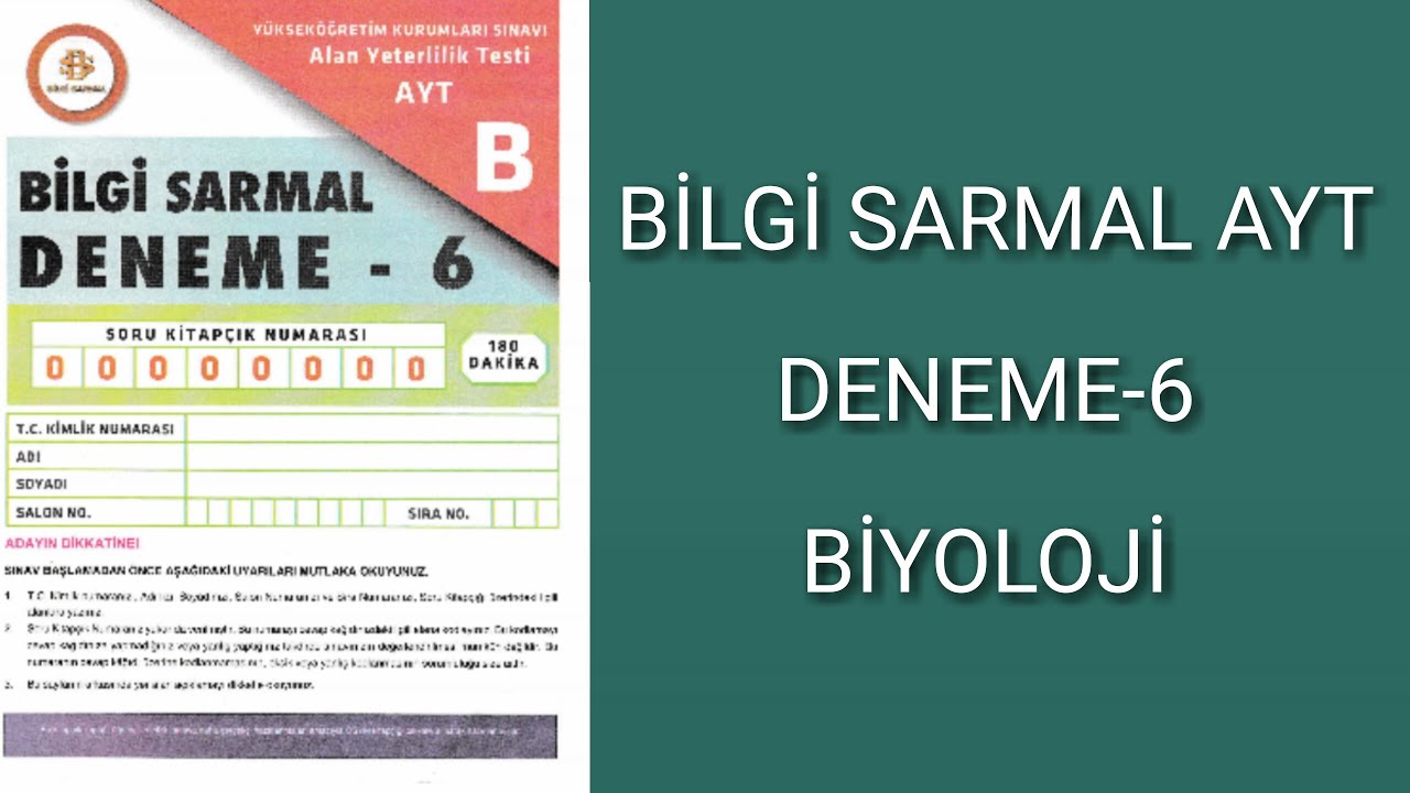 Bilgi Sarmal Ayt Deneme 6 Biyoloji Veysel Uysal Youtube