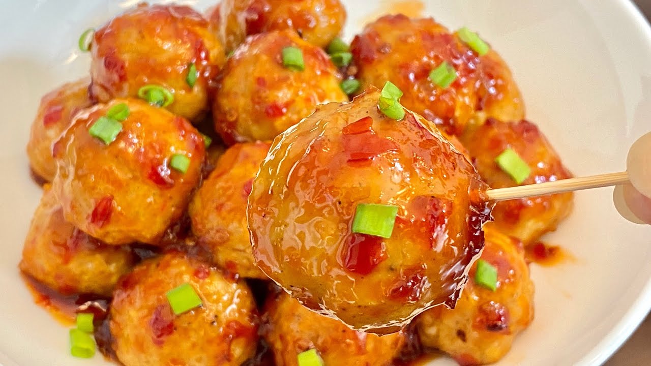 Sweet and Sour Meatballs-Filipino Style - Foxy Folksy