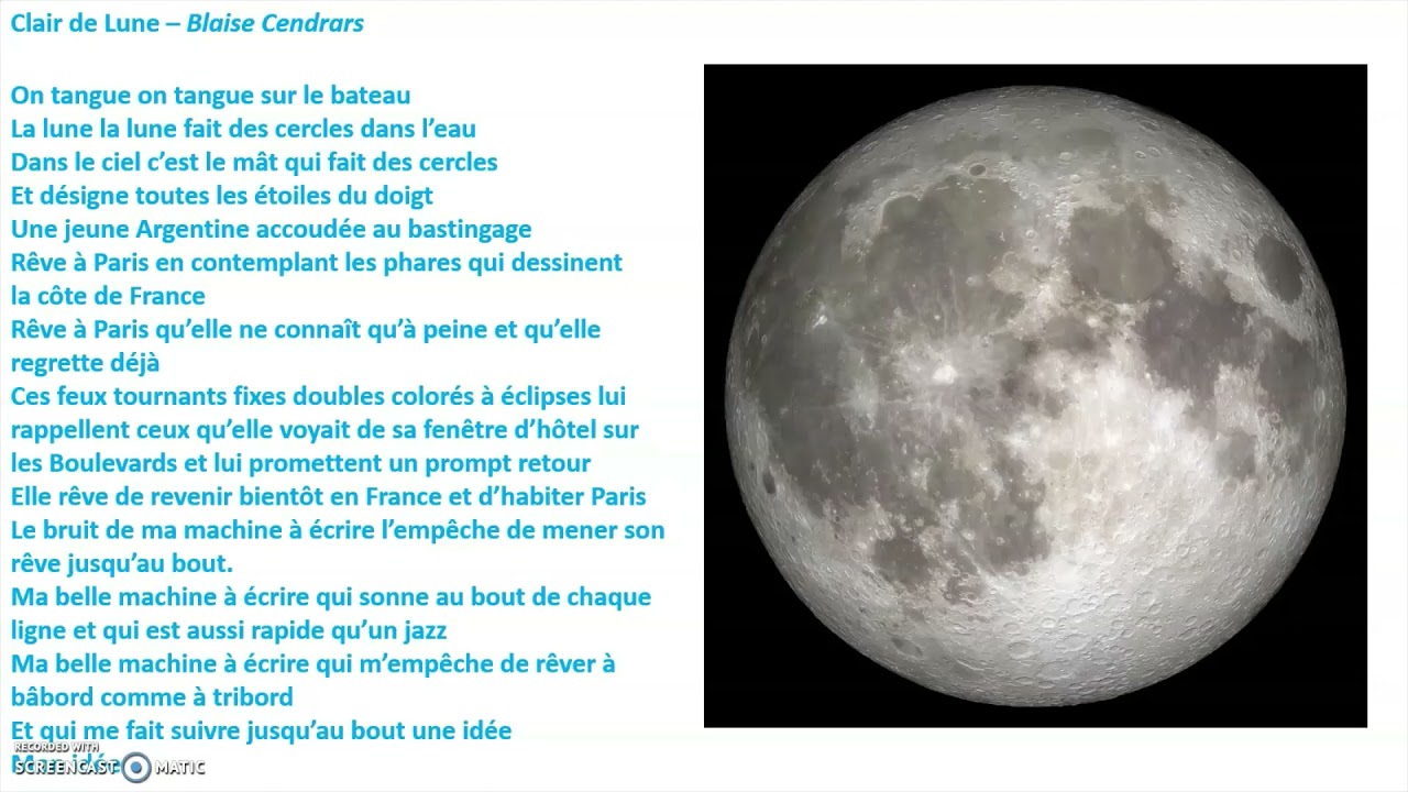 Poésie #22 : Clair de Lune de BLAISE CENDRARS - YouTube