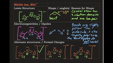 Lewis Structure: NITRITE ION NO2- plus dipoles, shape, angles, resonance and formal charges