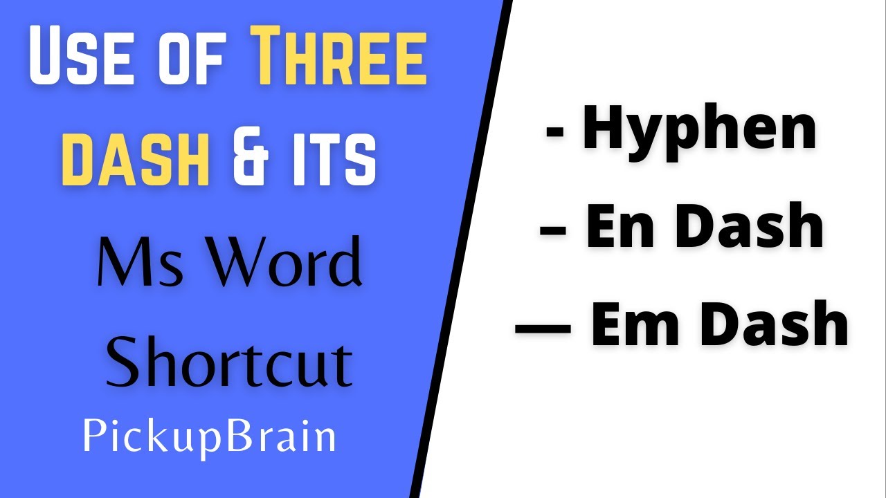 Hyphen, En dash and Em dash in Word \u0026 its shortcut