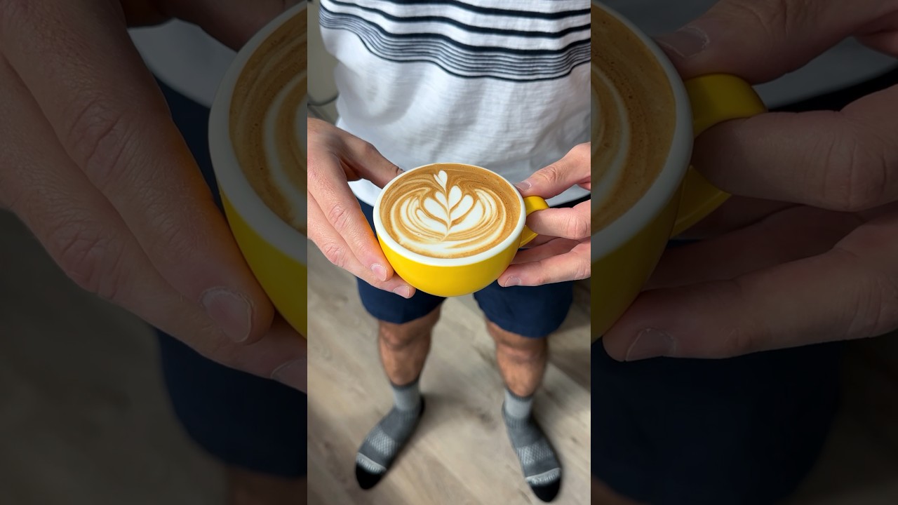 Pouring latte art. #latte #latteart #shorts #coffee #espresso #barista #coffeelover