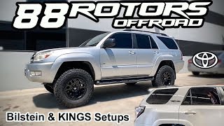 2 lifted 4runners 4th gen: bilstein 5100, ome springs, spc upper
control arms, fuel vector wheels, bfgoodrich ko2 5th kings 2.5 remote
reservoir coilove...