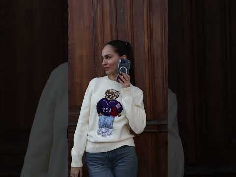 Светр жіночий Polo Ralph Lauren Polo Bear Crewneck Sweater Creame, видео 2