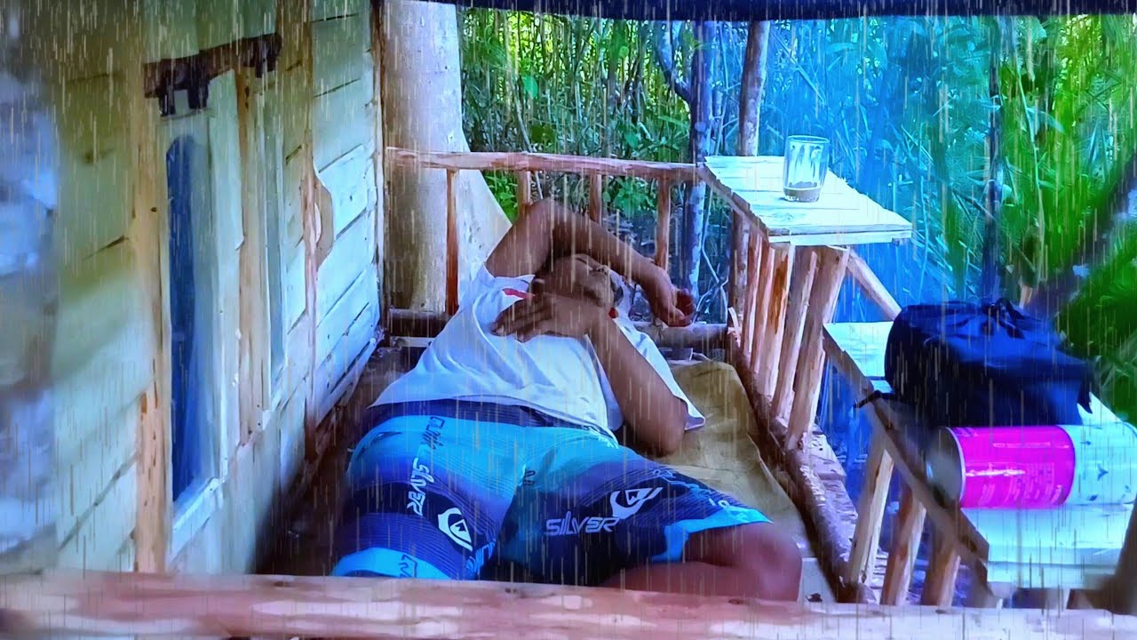 camping hujan deras||membuat shelter yang kuat dan nyaman||mandi di danau bidadari