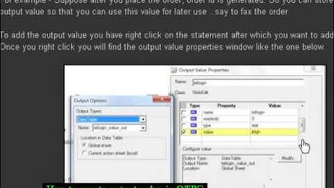 How to create output value in QTP