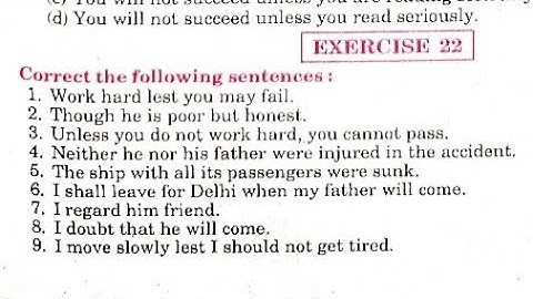 Syntax Exercise 22 Conjunction error from Excellent Book class 12 solved by Ramesh Sir