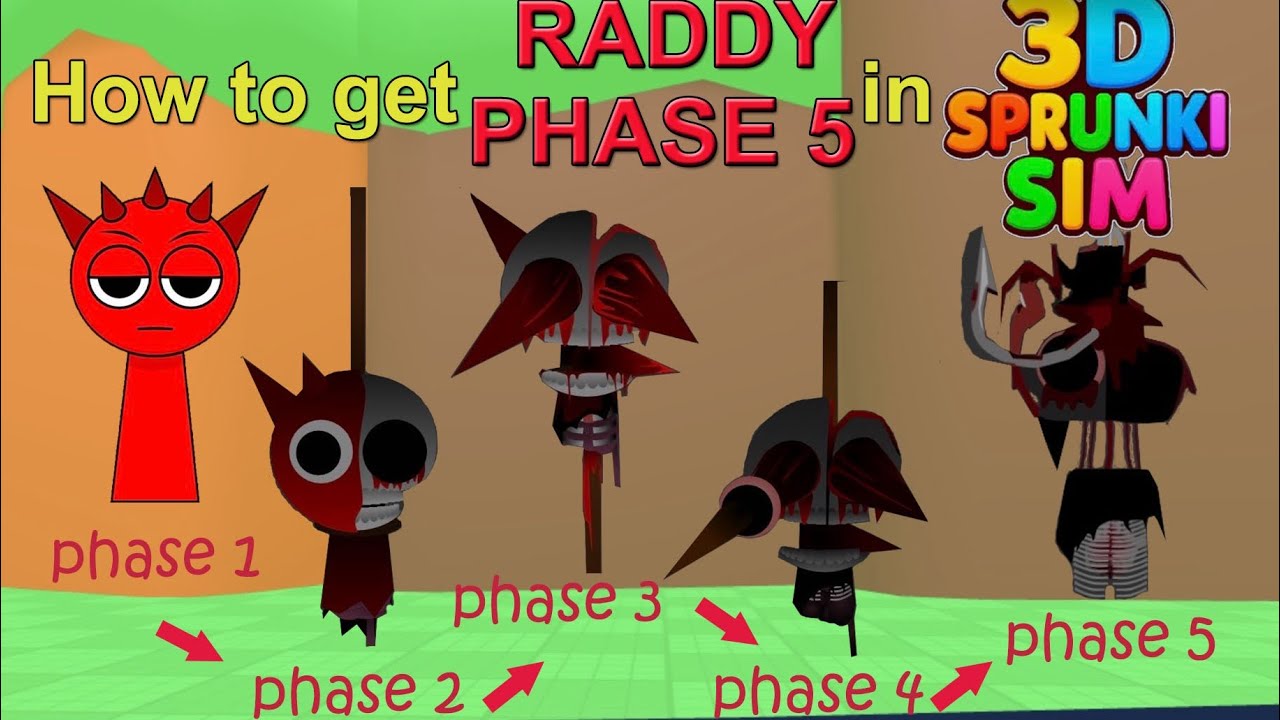 Phase 105 Raddy How to get Raddy phase 5 badge and morph in 3D Sprunki Sim - YouTube