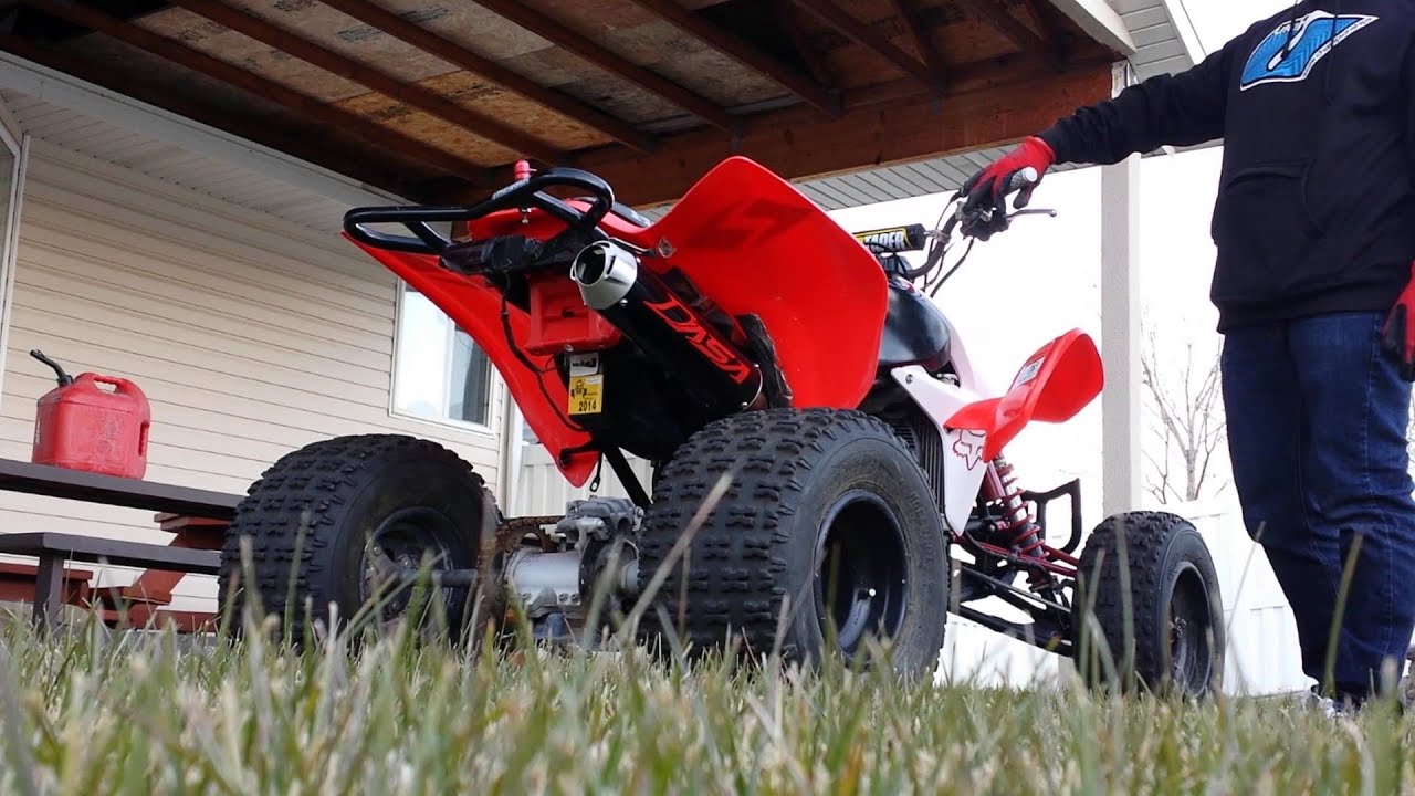 Honda trx450r 2004 first start up after rebuild - YouTube