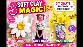 🌸 Soft Clay Magic! 3 Cute DIY Crafts That Look Store-Bought 😍✨ #beorigami #softclay #craft screenshot 5