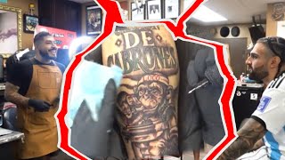 Client comes in for a Crazy LEG TATTOO! ( VLOG)