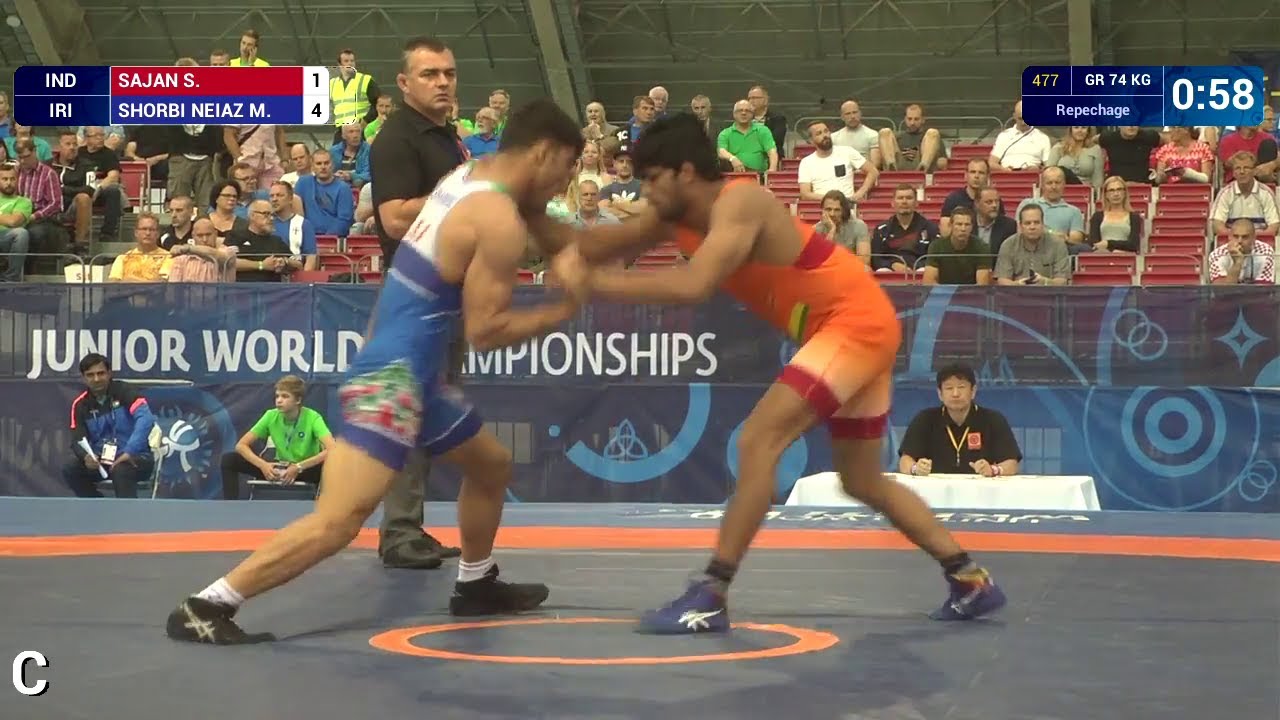 Repechage GR - 74 kg: S. SAJAN (IND) df. M. SHORBI NEIAZ (IRI) by VSU1, 14-4