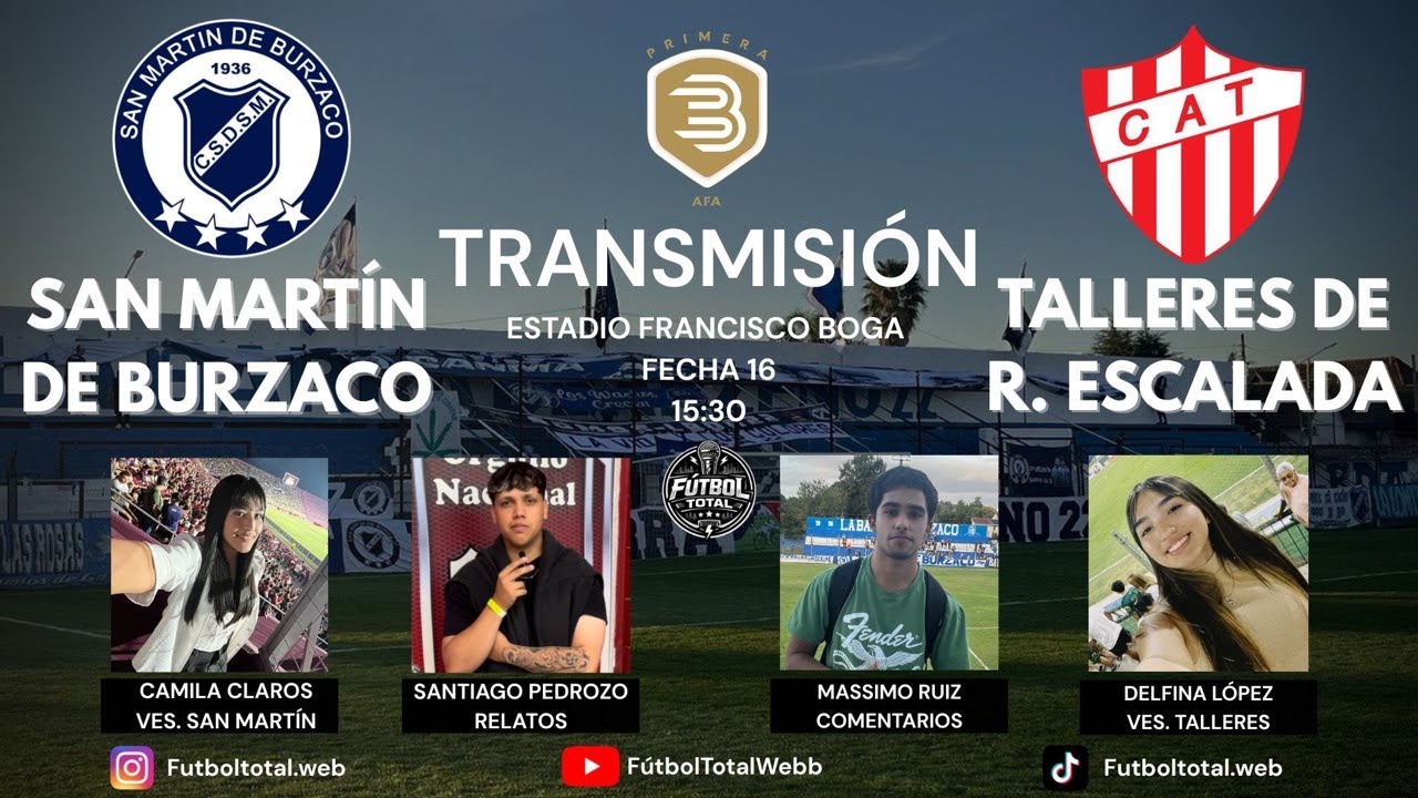 🔴 SAN MARTIN DE BURZACO VS TALLERES DE ESCALADA - EN VIVO | PRIMERA B ...
