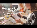 Drawing everyday for a week  qa  art studio vlog