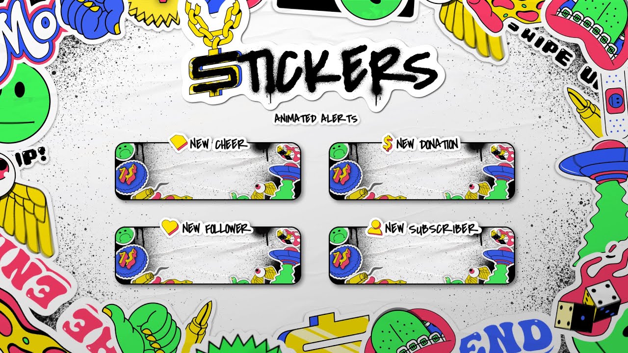 Stickers Animated Alerts for Twitch, Youtube and Facebook Gaming