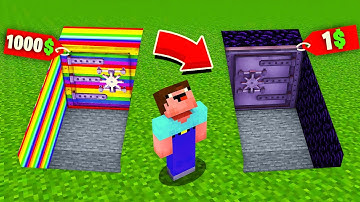 Minecraft NOOB vs PRO: NOOB BOUGHT RAINBOW BUNKER FOR 1000$ VS PURPLE BUNKER FOR 1$! 100% trolling