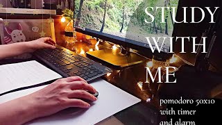 1 HOUR STUDY WITH ME |relaxing rain sound |pomodoro 50x10