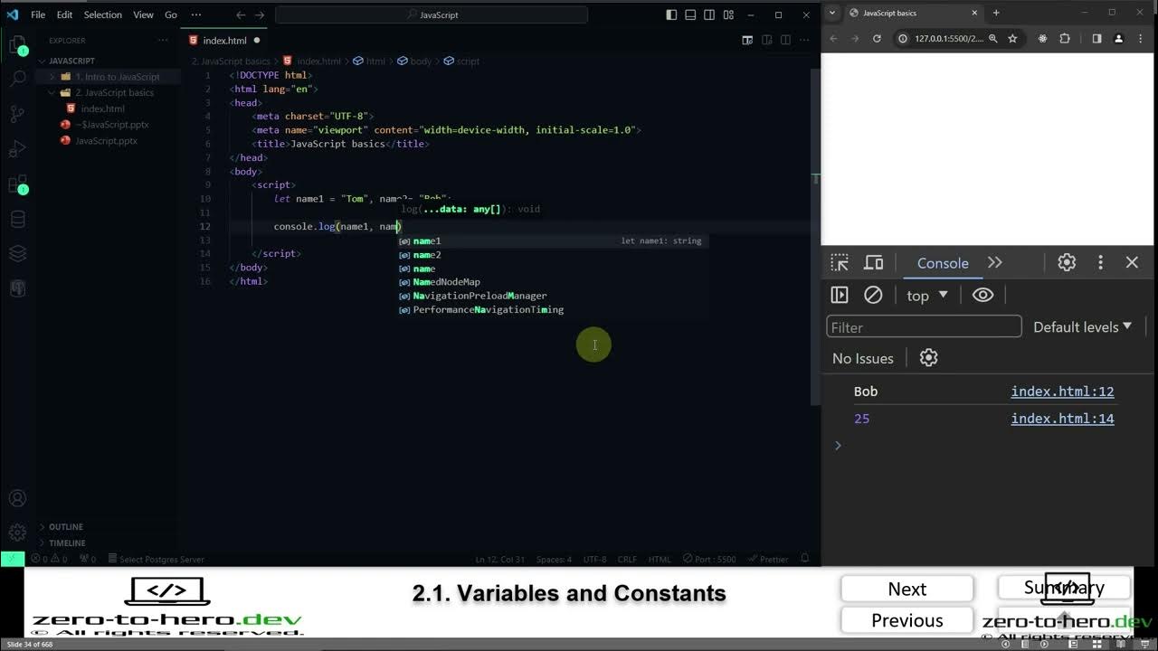 part 10 JS 2 1 Variables and Constants - YouTube